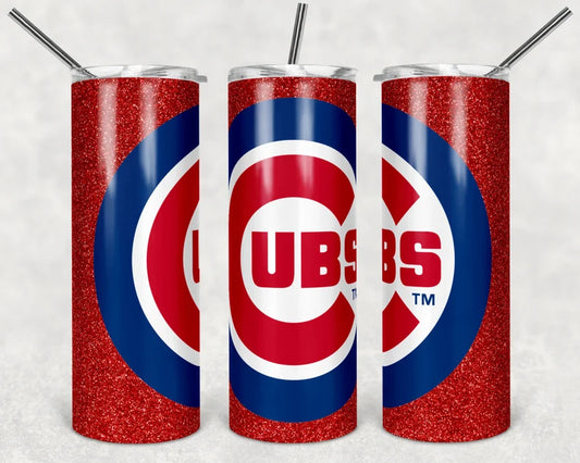 Cubs Red Glitter Tumbler