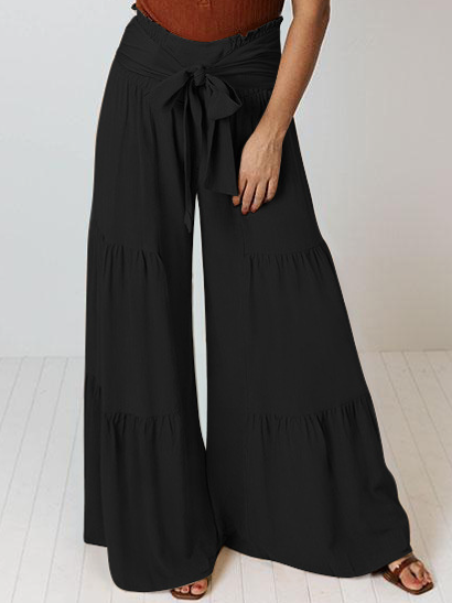 Wide Leg A-Line Ruffle Pants