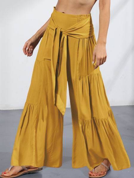 Wide Leg A-Line Ruffle Pants