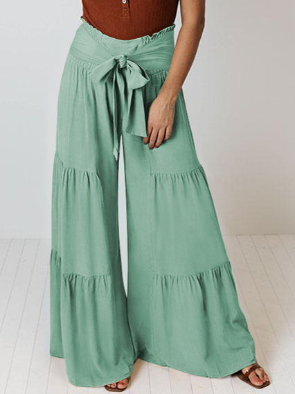 Wide Leg A-Line Ruffle Pants