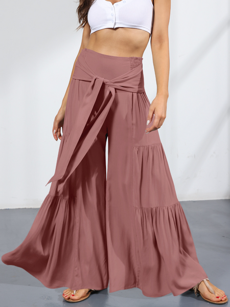 Wide Leg A-Line Ruffle Pants