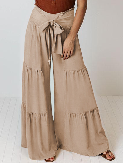 Wide Leg A-Line Ruffle Pants