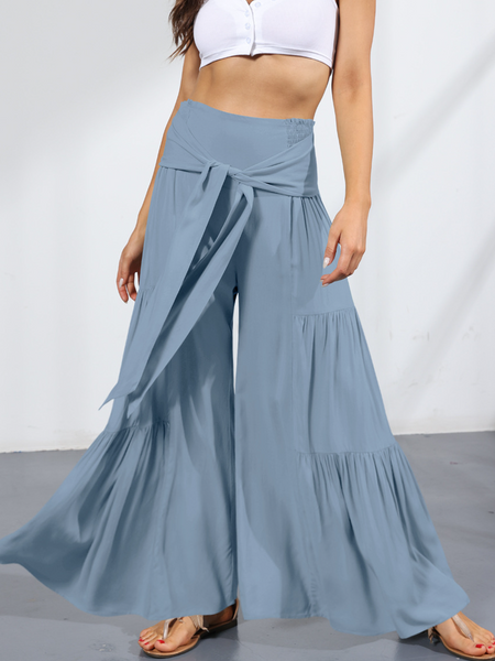 Wide Leg A-Line Ruffle Pants