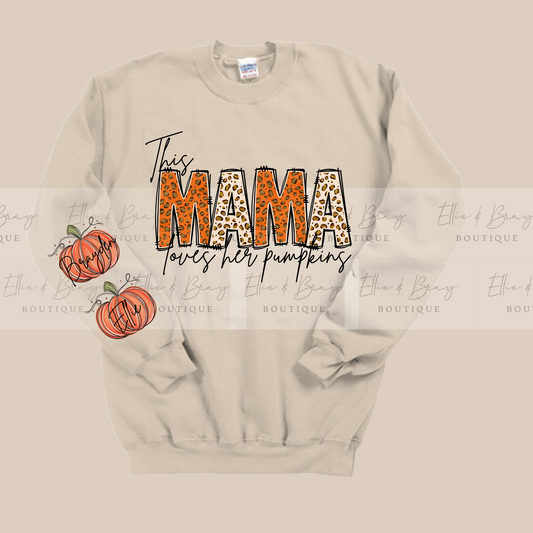 This MAMA Loves Her Pumpkins Crew Neck