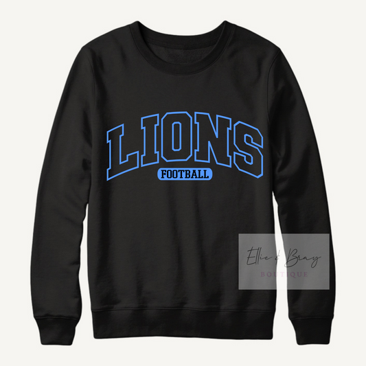 Lions Outline Football Crew Neck