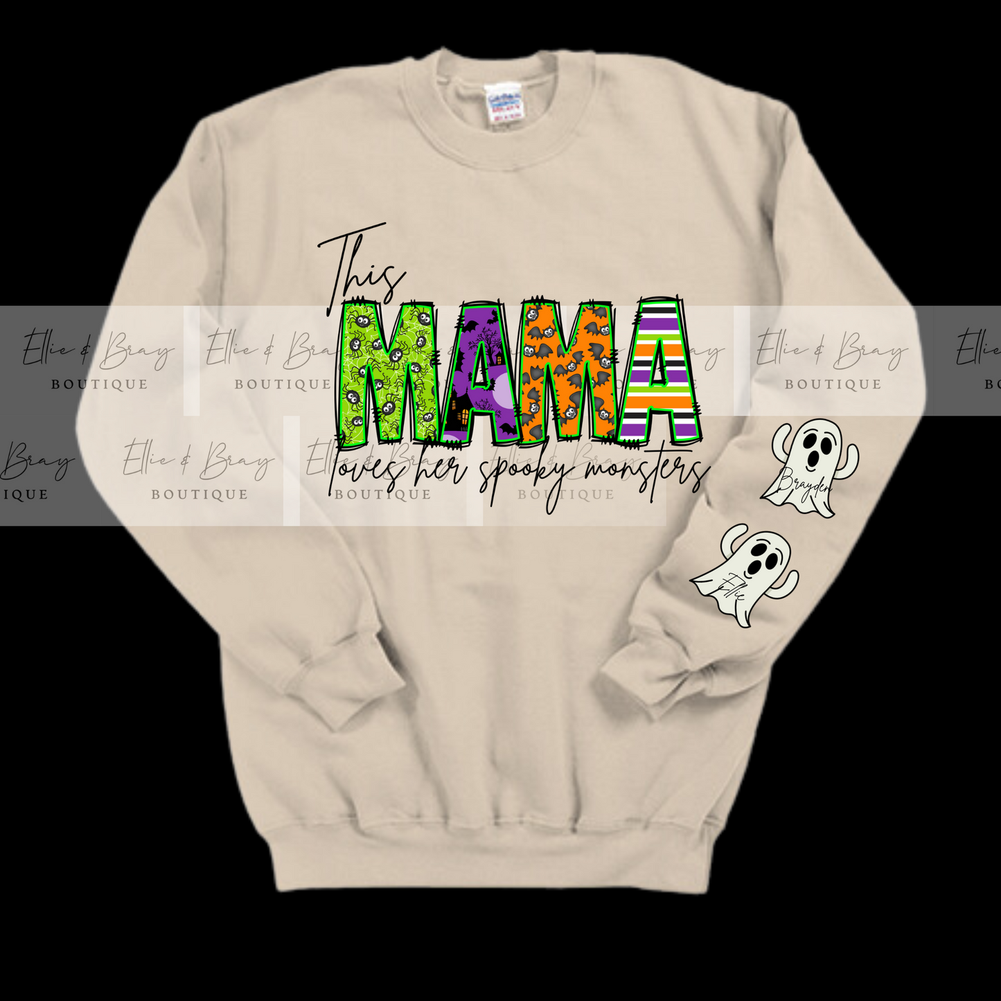 This MAMA Loves Her Spooky Monsters Crew Neck