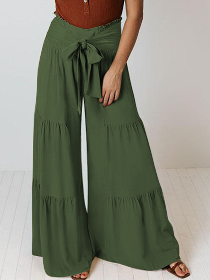 Wide Leg A-Line Ruffle Pants